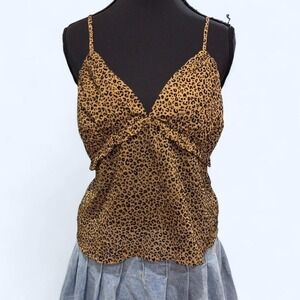 Y2K leopard print chiffon‎ cami babydoll fit with ruffle empire bust